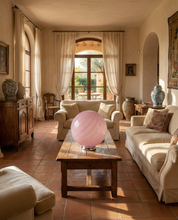 Lampada da tavolo Candy a sfera in vetro di Murano rosa a spirale D30