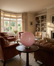 Lampada da tavolo Candy a sfera in vetro di Murano rosa a spirale D30