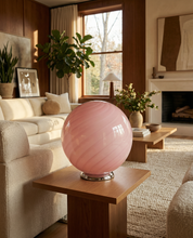 Candy Murano glass sphere table lamp pink swirl D40