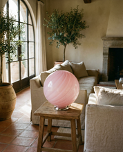 Candy Murano glass sphere table lamp pink swirl D40