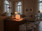 Candy Murano glass sphere table lamp red and white swirl D20