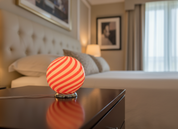 Candy Murano glass sphere table lamp red and white swirl D20