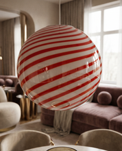 Candy Murano glass sphere pendant lamp red and white swirl D30
