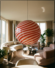 Candy Murano glass sphere pendant lamp red and white swirl D30