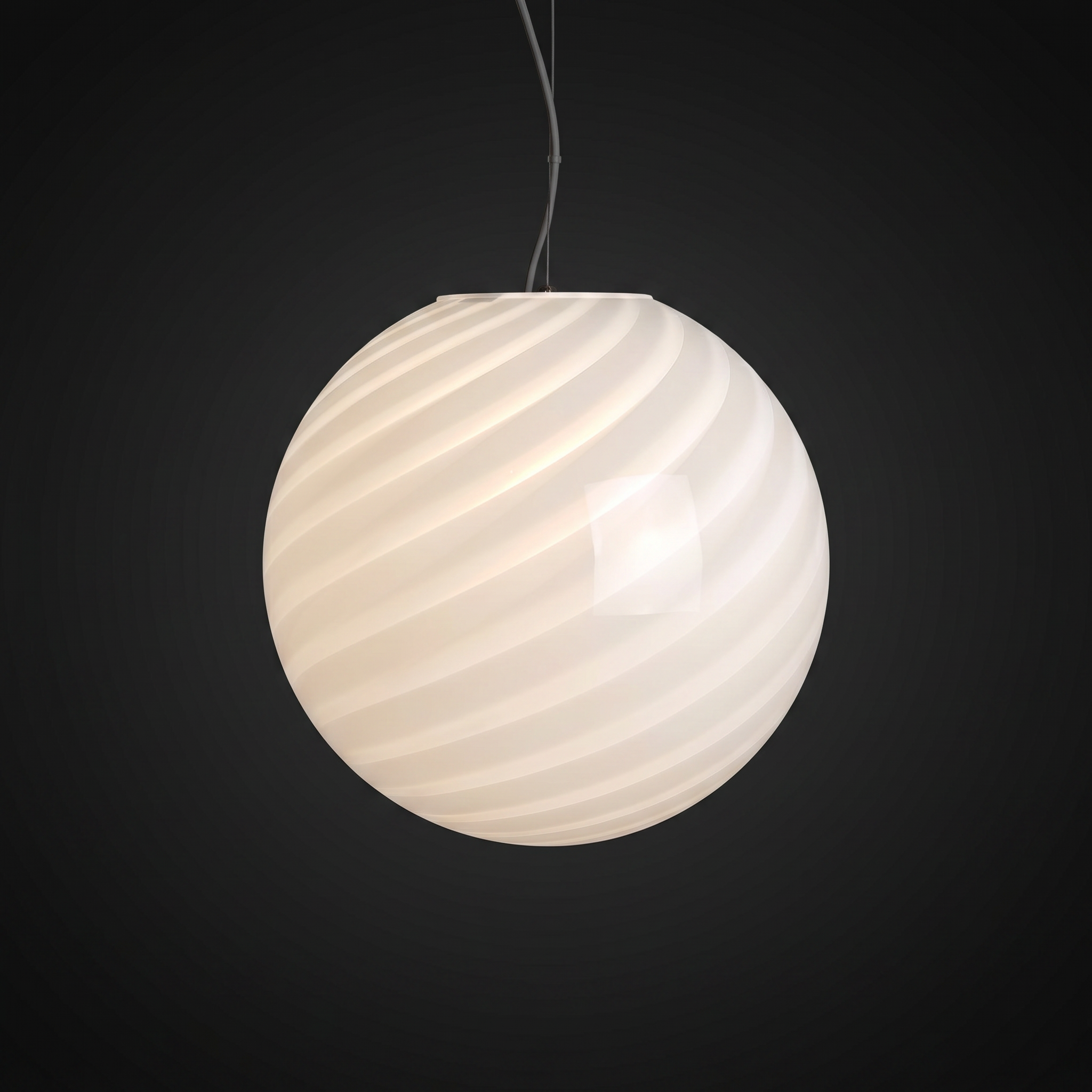 Candy Murano glass sphere pendant lamp white swirl D40
