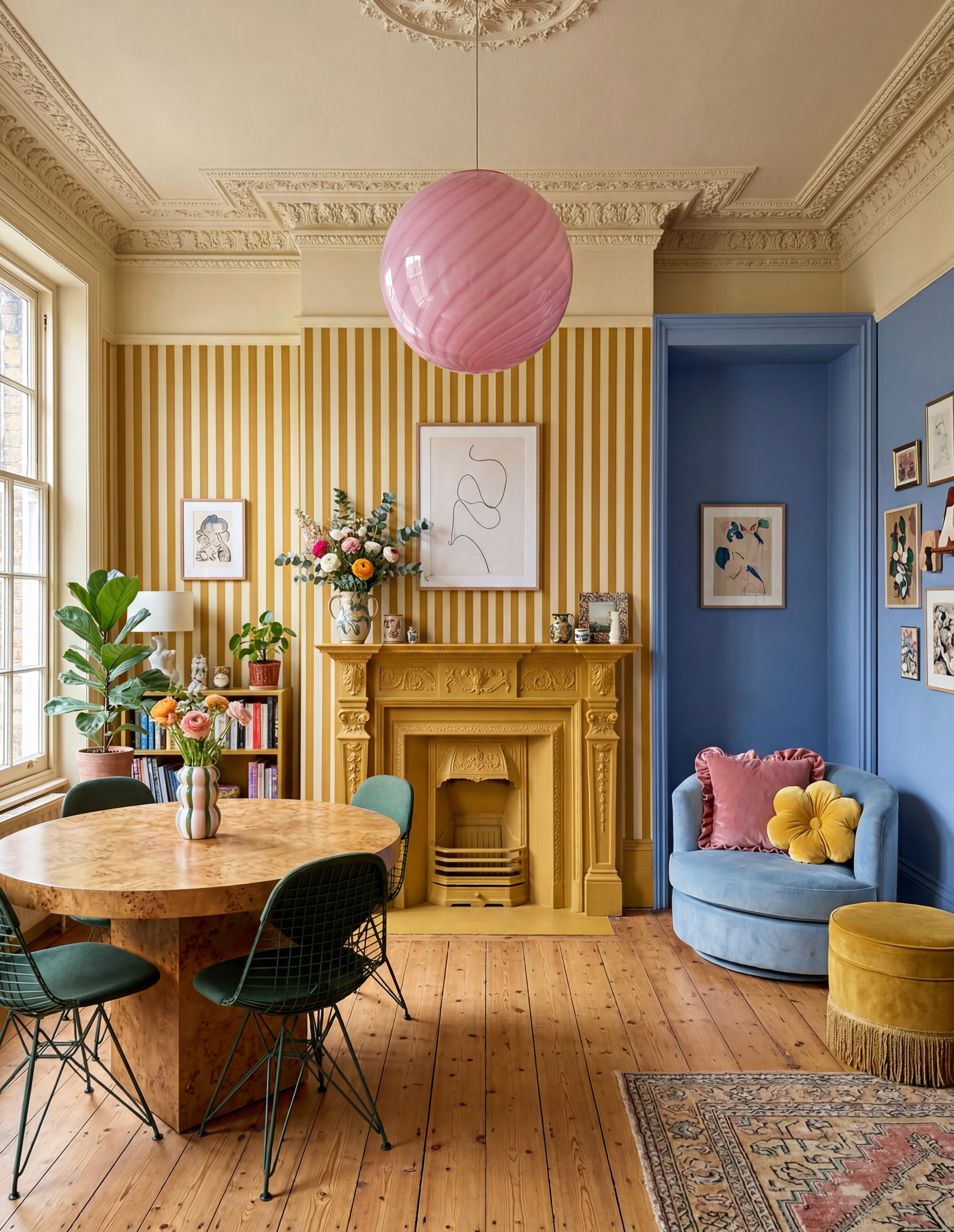 Lampada da tavolo Candy a sfera in vetro di Murano rosa a spirale D40