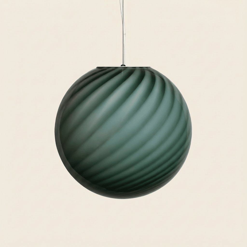 Candy Murano glass sphere pendant lamp sage green swirl D40