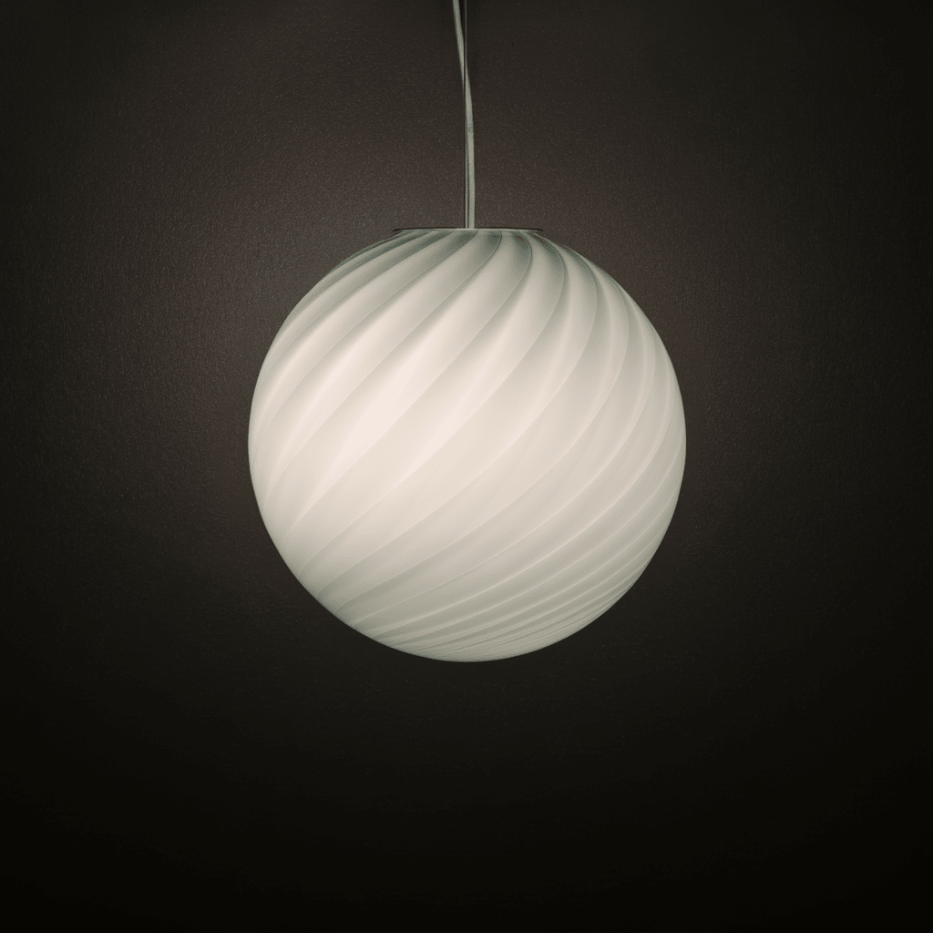 Candy Murano glass sphere pendant lamp sage green swirl D40
