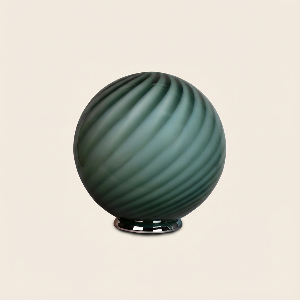Candy Murano glass sphere table lamp sage green swirl D40