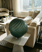 Candy Murano glass sphere table lamp sage green swirl D40