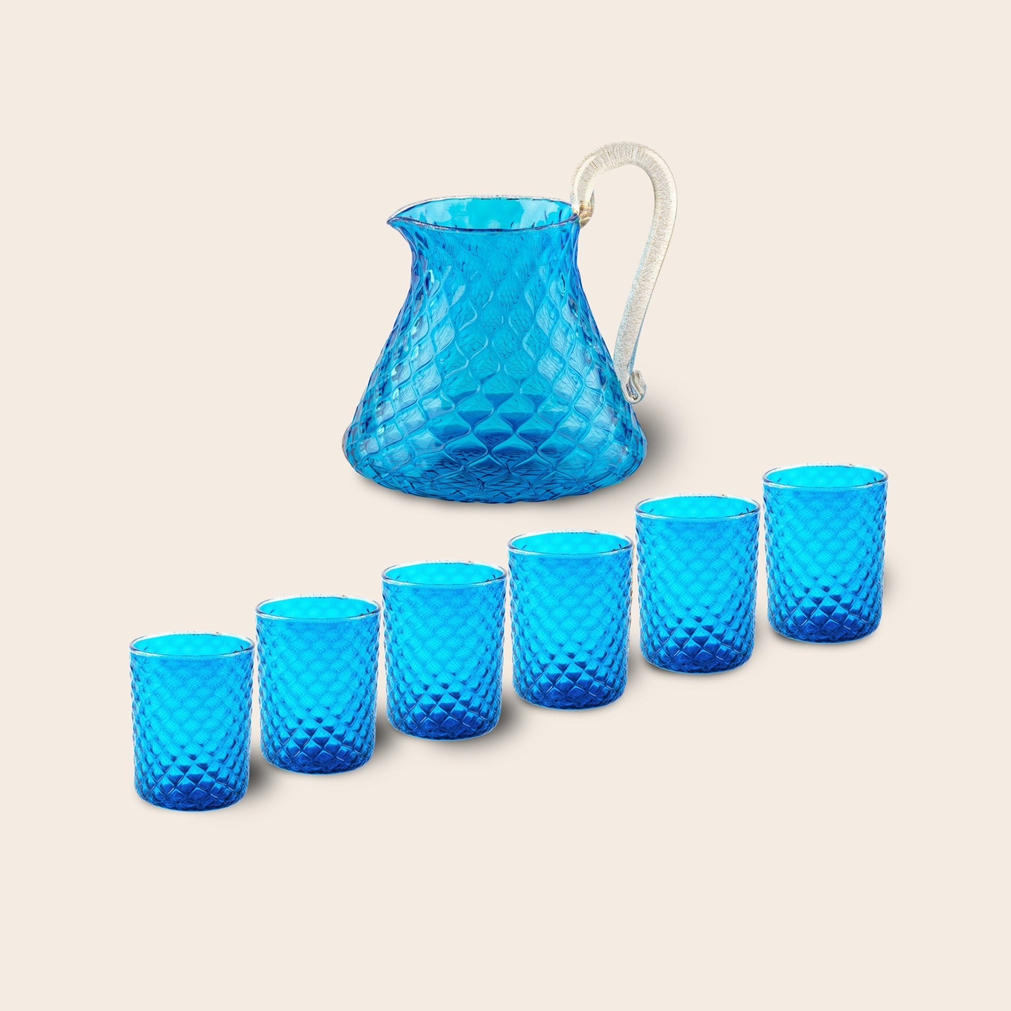 Set of 6 "Aquamarine Tola Goti" Tumblers