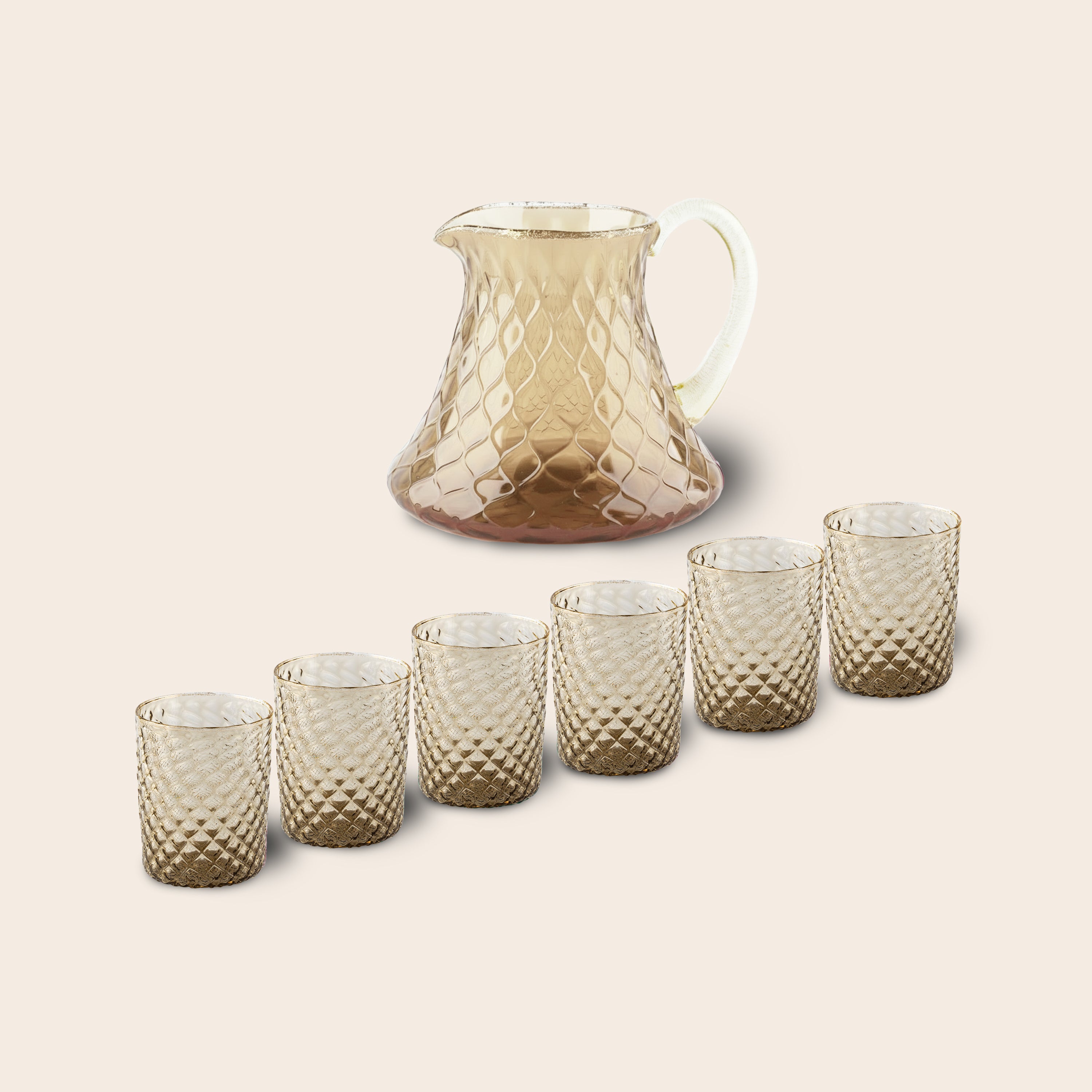 Set of 6 "Amber Tola Goti" Tumblers