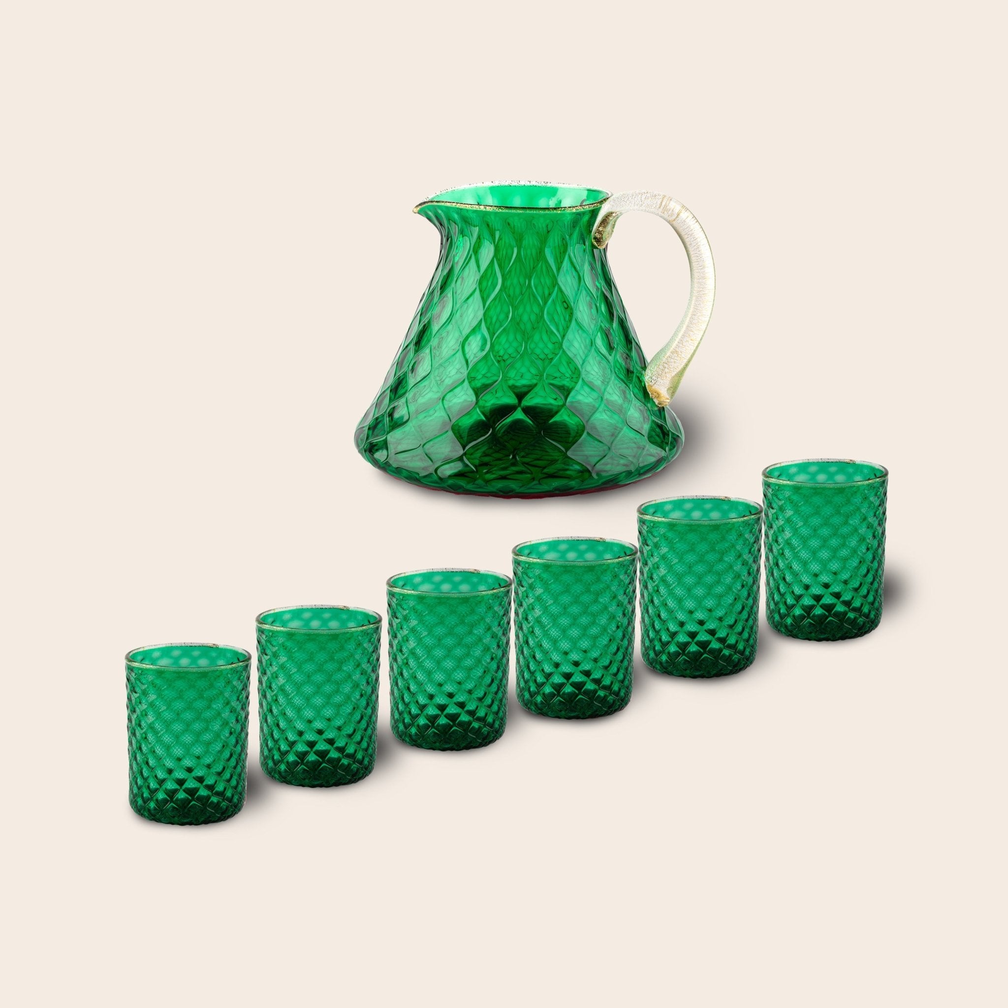 Set of 6 "Emerald Tola Goti" Tumblers