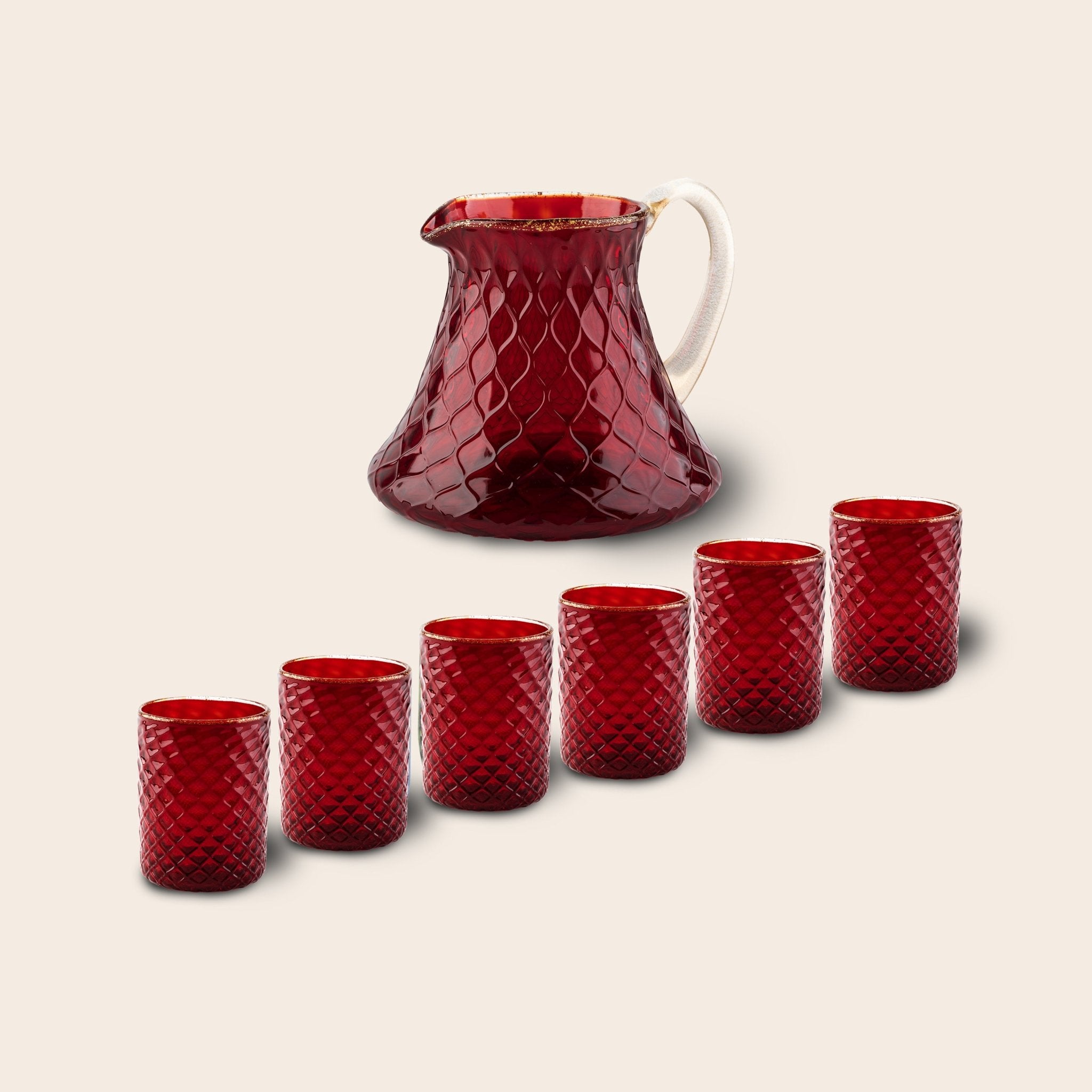 Set of 6 "Ruby Red Tola Goti" Tumblers