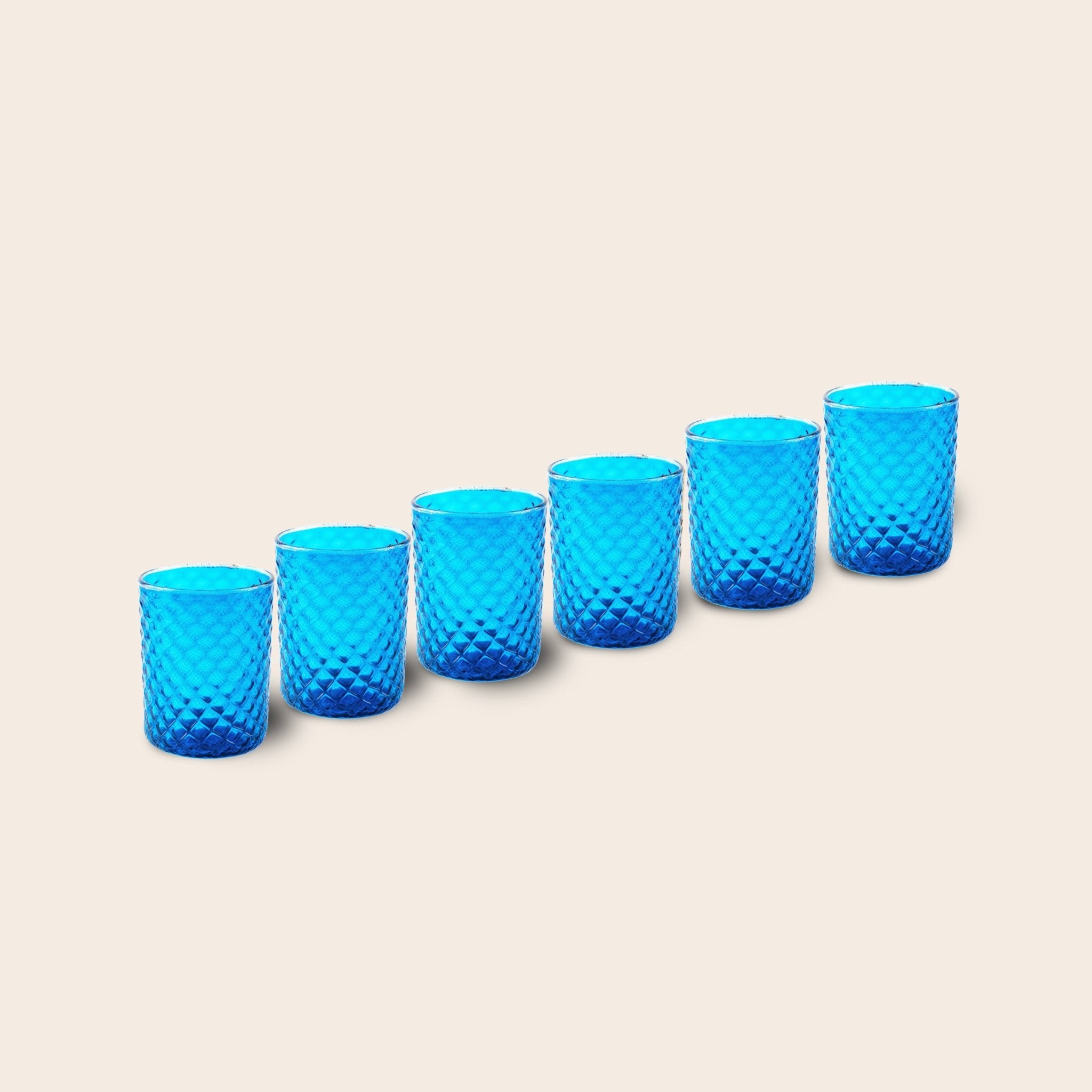 Set of 6 "Aquamarine Tola Goti" Tumblers