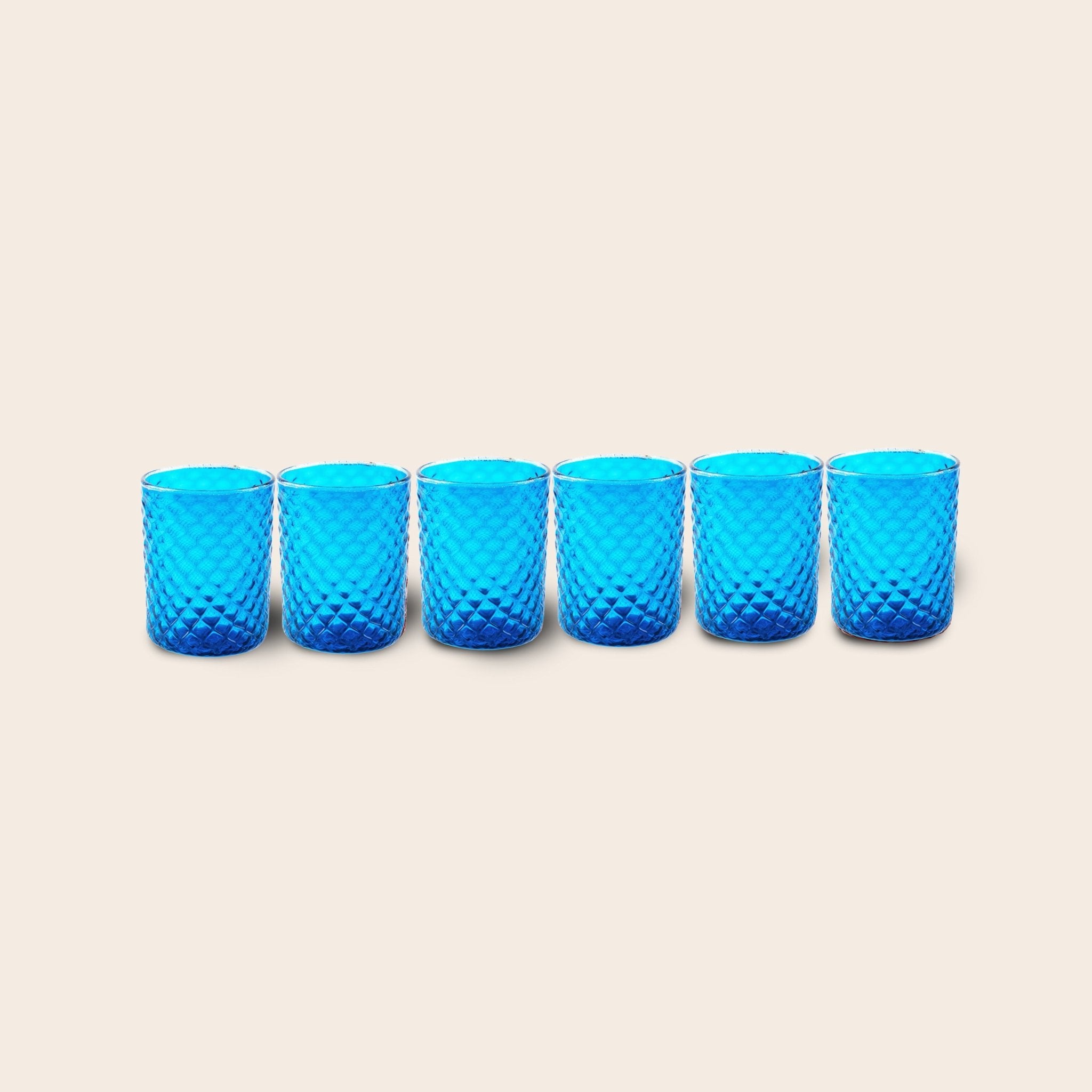 Set of 6 "Aquamarine Tola Goti" Tumblers