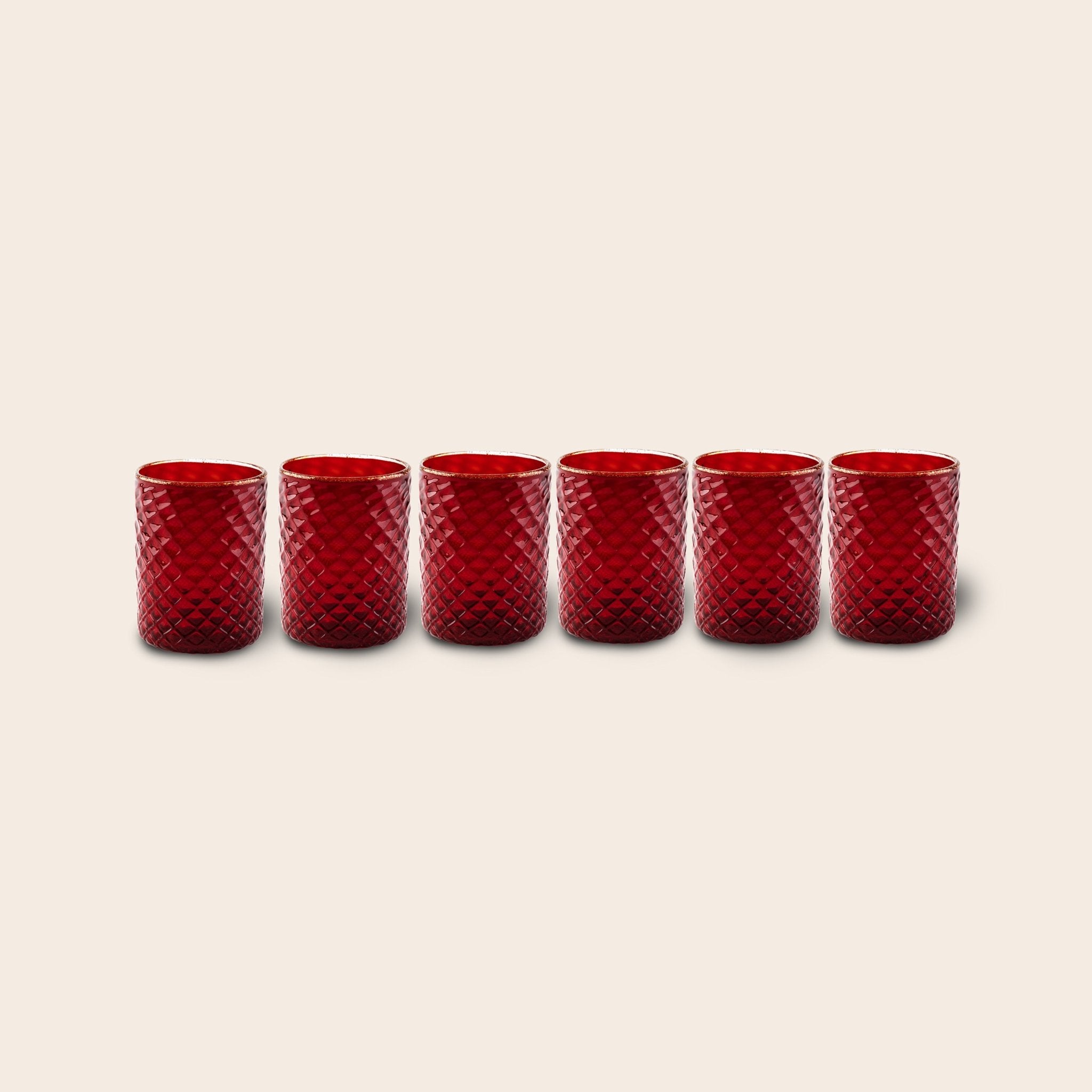 Set of 6 "Ruby Red Tola Goti" Tumblers