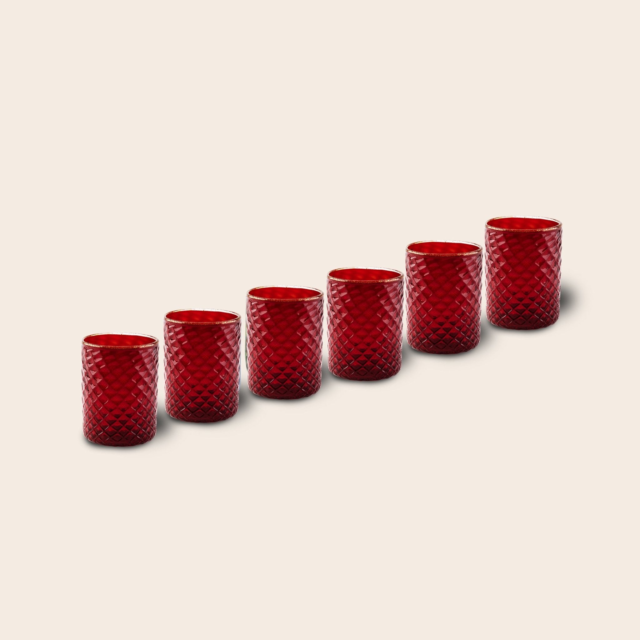 Set of 6 "Ruby Red Tola Goti" Tumblers