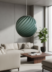 Candy Murano glass sphere pendant lamp sage green swirl D30