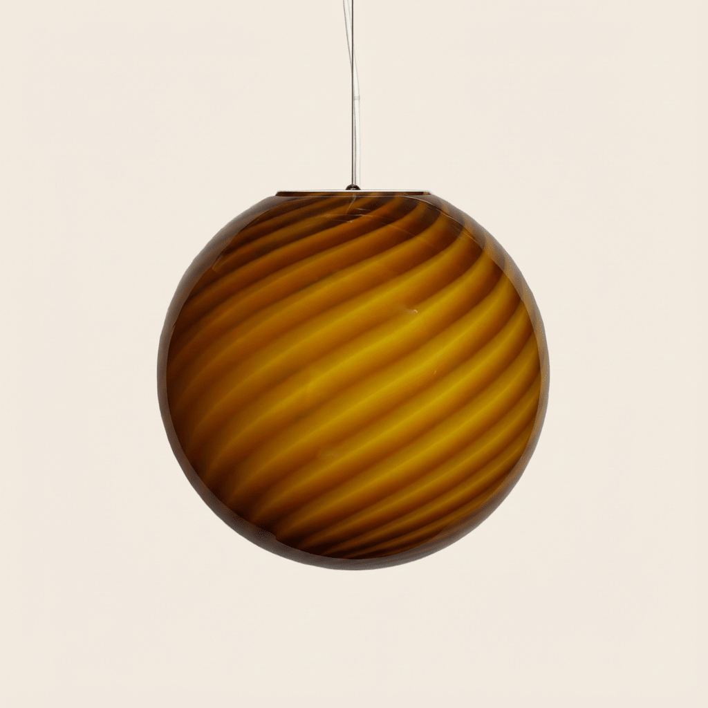Candy Murano glass sphere pendant lamp toffee swirl D40