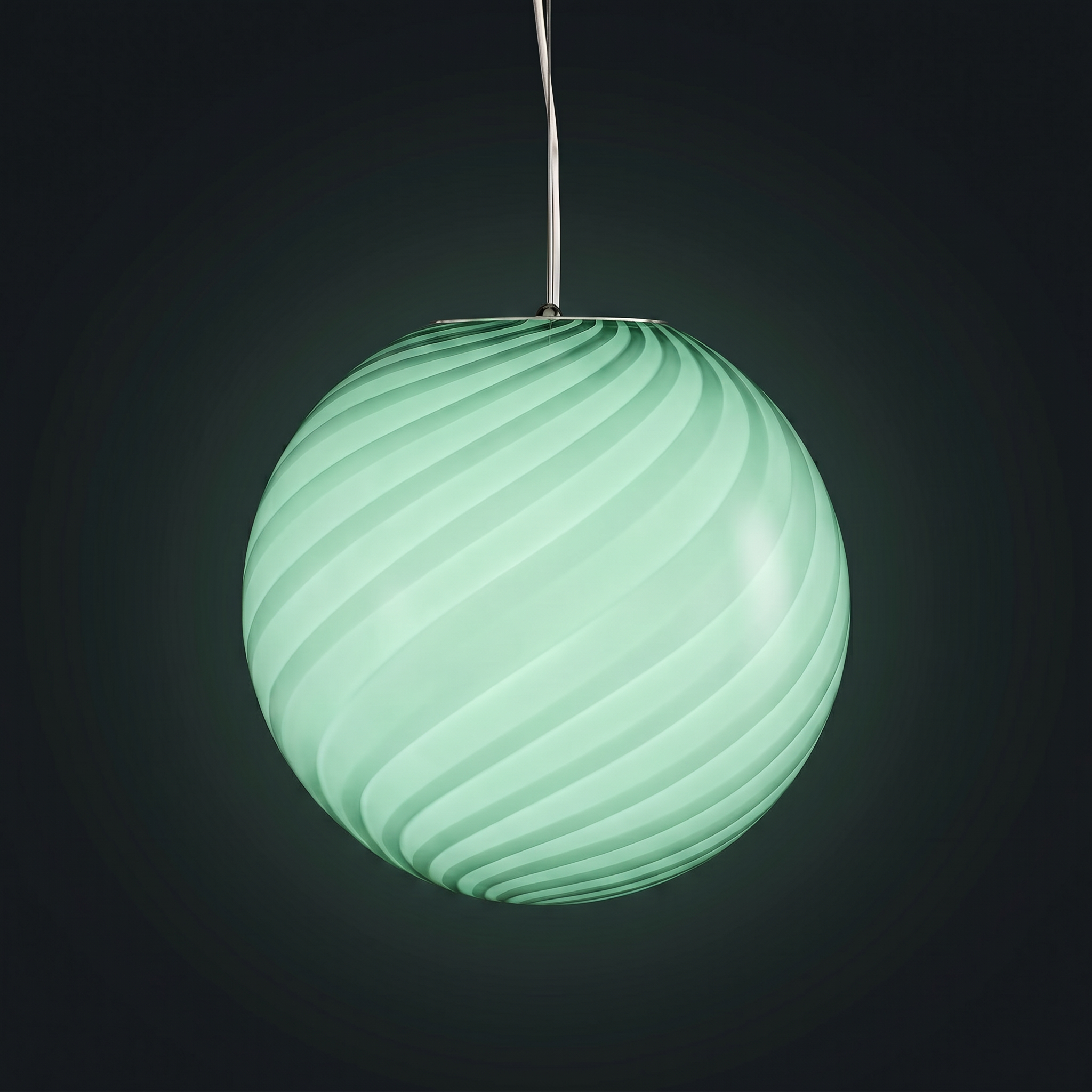 Candy Murano glass sphere pendant lamp forest swirl D40