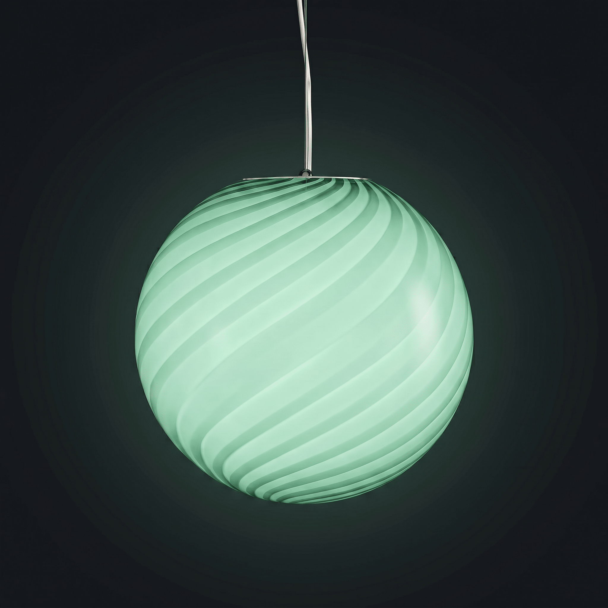 Candy Murano glass sphere pendant lamp forest swirl D40
