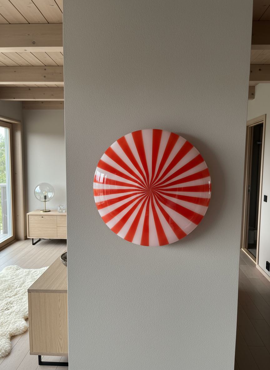 Candy Murano glass wall lamp Red & White D30