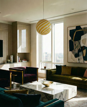 Lampada a sospensione Candy a sfera in vetro di Murano bianco e giallo a spirale D30