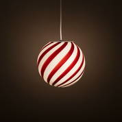 Candy Murano glass sphere pendant lamp wild cherry red swirl D20
