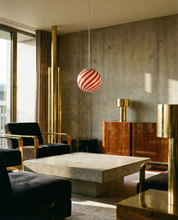 Candy Murano glass sphere pendant lamp wild cherry red swirl D20