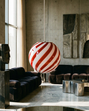 Candy Murano glass sphere pendant lamp wild cherry red swirl D20