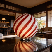 Candy Murano glass sphere table lamp wild cherry red swirl D40