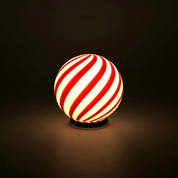 Lampada da tavolo Candy a sfera in vetro di Murano, spirale rosso ciliegia D20