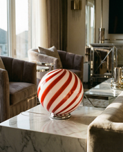 Candy Murano glass sphere table lamp wild cherry red swirl D40