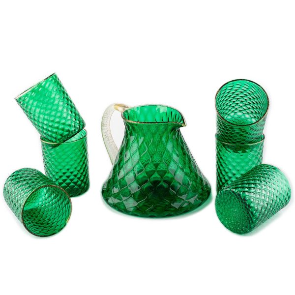 Murano Glass Table Set - Emerald Green - Tola