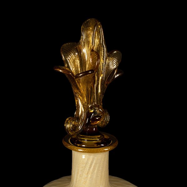 Murano Glass and Gold Leaf Vase - Amber Cornucopia