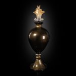 1295 Murano Art Glass black gold Contemporary Cornucopia classic Black Gold