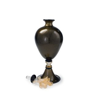 1295-Murano-Art-Glass-black-gold-Contemporary-Cornucopia-classic-Black-Gold