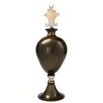 1295-Murano-Art-Glass-black-gold-Contemporary-Cornucopia-classic-Black-Gold