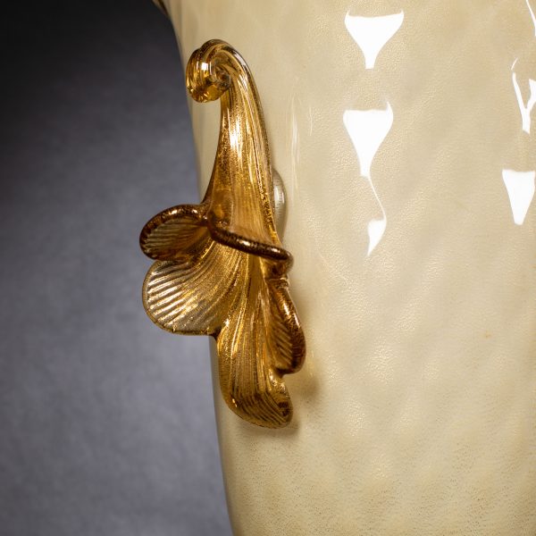 1295-murano-art-Eternal-Glass-Cornucopia-Vase-amber-