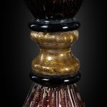 vaso artistico in vetro soffiato di murano nero e rubino foglia oro