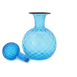 1295 murano art glass Balloton Decanter Bottle, turquoise, with stopper