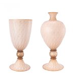 1295 murano eternal glass art vase light pink two pieces set