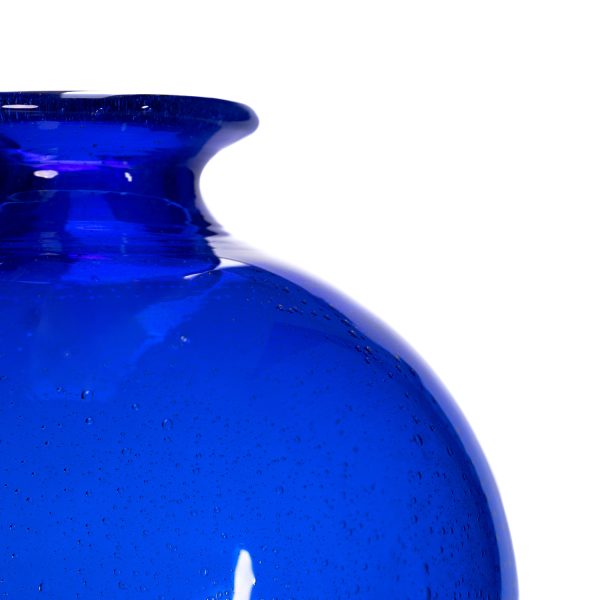 vaso in vetro di murano soffiato, blue e bolle