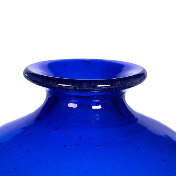 vaso in vetro di murano soffiato, blue e bolle