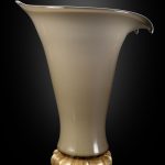 vaso coppa artistica in vetro soffiato di murano foglia oro