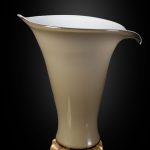 vaso coppa artistica in vetro soffiato di murano foglia oro