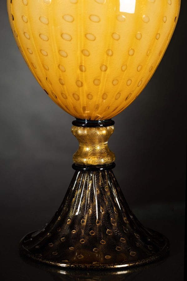 Vaso Ambra in vetro di murano foglia oro balloton