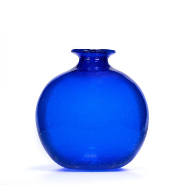 vaso in vetro di murano soffiato, blue e bolle