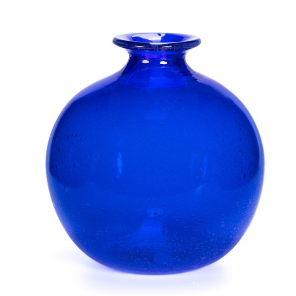 vaso in vetro di murano soffiato, blue e bolle